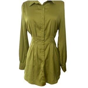 Haute Monde Green Long‎ Sleeve Collared Dress Medium